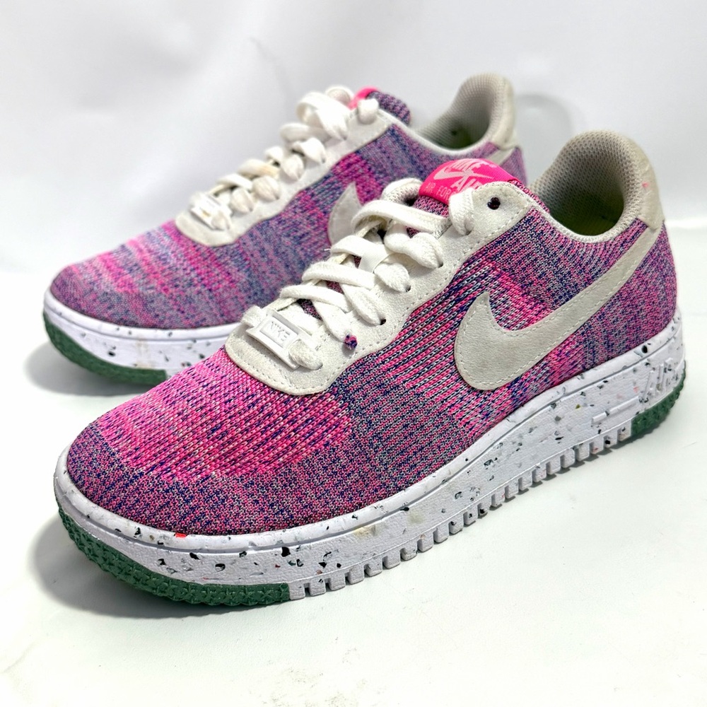 Nike Air Force 1 Crater Flyknit Sneakers DC7273-500 with Speckled Sole Size 7.5